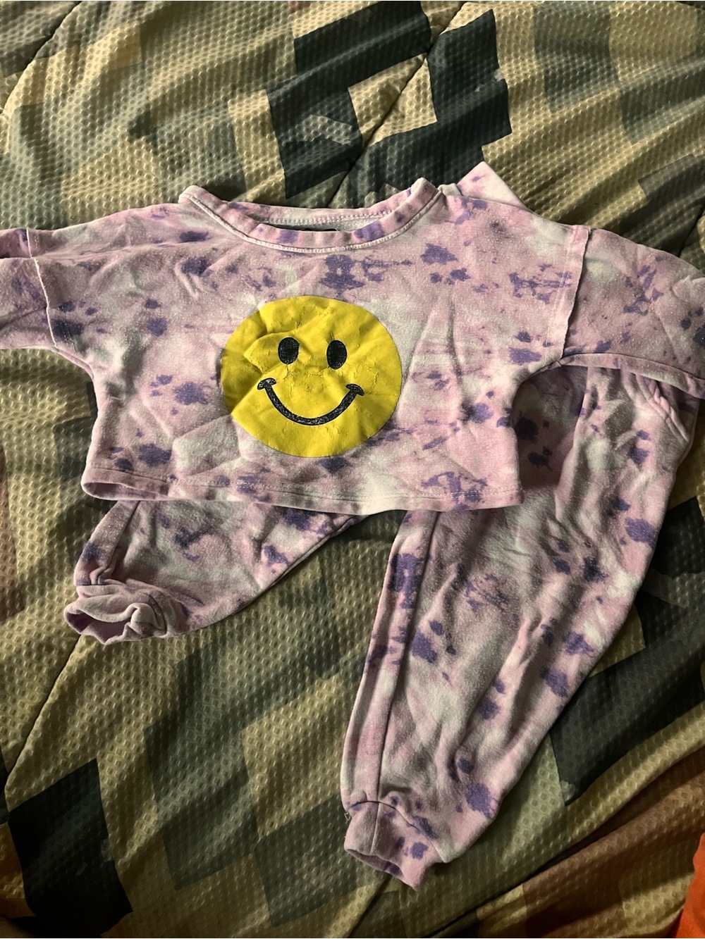 Limited Too Purple Tie-Dye Pajama Set with Yellow Smiley